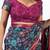 Women's navy blue aztec print golden zari woven cotton blend saree with unstiched blouse piece