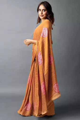 Women's blue floral print silver zari border cotton blend saree with unstiched blouse piece