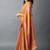 Women's rust foil bandhani print golden lace border chiffon saree with unstiched blouse piece