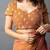 Women's rust foil bandhani print golden lace border chiffon saree with unstiched blouse piece