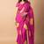 Women's bright pink foil bandhani print golden lace border chiffon saree with unstiched blouse piece