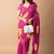 Women's bright pink foil bandhani print golden lace border chiffon saree with unstiched blouse piece