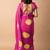 Women's bright pink foil bandhani print golden lace border chiffon saree with unstiched blouse piece