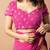 Women's bright pink foil bandhani print golden lace border chiffon saree with unstiched blouse piece
