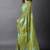 Women's olive green foil bandhani print golden lace border chiffon saree with unstiched blouse piece