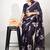 Women's purple floral print silver zari border cotton blend saree with unstiched blouse piece