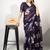 Women's purple floral print silver zari border cotton blend saree with unstiched blouse piece