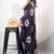 Women's purple floral print silver zari border cotton blend saree with unstiched blouse piece