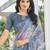 Grey geomatric print soft chiffon saree with unstitch blouse