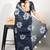Women's blue floral print silver zari border cotton blend saree with unstiched blouse piece