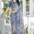 Grey geomatric print soft chiffon saree with unstitch blouse