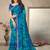 Blue green geomatric print soft chiffon saree with unstitch blouse