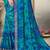 Blue green geomatric print soft chiffon saree with unstitch blouse
