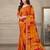Mustard geomatric print soft chiffon saree with unstitch blouse