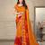 Mustard yellow geomatric print soft chiffon saree with unstitch blouse