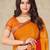 Mustard yellow geomatric print soft chiffon saree with unstitch blouse