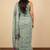 Women's green floral print silver zari border cotton blend saree with unstiched blouse piece