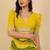 Women's yellow foil print silver zari border cotton blend saree with unstiched blouse piece