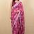 Women's pink floral print silver zari border cotton silk saree with unstiched blouse piece