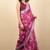 Women's pink floral print silver zari border cotton silk saree with unstiched blouse piece