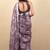 Women's mauve floral print silver zari border cotton silk saree with unstiched blouse piece