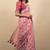 Women's coral pink floral print silver zari border cotton silk saree with unstiched blouse piece