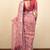 Women's coral pink floral print silver zari border cotton silk saree with unstiched blouse piece