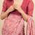 Women's coral pink floral print silver zari border cotton silk saree with unstiched blouse piece