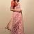 Women's peach floral print silver zari border cotton silk saree with unstiched blouse piece