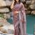 Women's rose pink ikkat print silver zari border cotton silk saree with unstiched blouse piece
