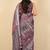 Women's rose pink ikkat print silver zari border cotton silk saree with unstiched blouse piece