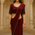 Maroon golden stone chinon laheriya saree with readymade stitched blouse