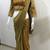 Gold real mirror lace fandy chiffon solid saree with embroidery stiched blouse