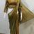 Gold real mirror lace fandy chiffon solid saree with embroidery stiched blouse