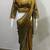 Gold real mirror lace fandy chiffon solid saree with embroidery stiched blouse