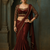 Maroon real mirror lace jimmy choo solid saree with embroidery stiched blouse