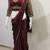 Maroon real mirror lace jimmy choo solid saree with embroidery stiched blouse