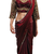 Maroon real mirror lace jimmy choo solid saree with embroidery stiched blouse