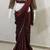 Maroon real mirror lace jimmy choo solid saree with embroidery stiched blouse
