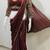 Maroon real mirror lace jimmy choo solid saree with embroidery stiched blouse