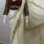 Cream embroidery chinon lahariya saree with readymade embroidery stitched blouse