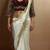 Cream embroidery chinon lahariya saree with readymade embroidery stitched blouse