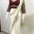 Cream embroidery chinon lahariya saree with readymade embroidery stitched blouse
