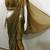 Gold real mirror lace fandy chiffon solid saree with embroidery stiched blouse
