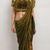 Gold real mirror lace fandy chiffon solid saree with embroidery stiched blouse