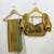 Gold real mirror lace fandy chiffon solid saree with embroidery stiched blouse