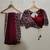 Maroon lace chinon two tone saree with readymade stitched blouse