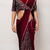 Maroon lace chinon two tone saree with readymade stitched blouse
