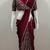 Maroon lace chinon two tone saree with readymade stitched blouse