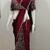 Maroon lace chinon two tone saree with readymade stitched blouse